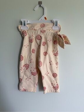 Oliver & Rain Organic Cotton Cream Baby Pants with Dusty Rose Dandelion Print